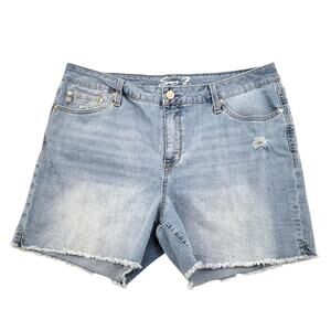 Seven7 Weekend Short 16 Light Blue Cut Off Distressed